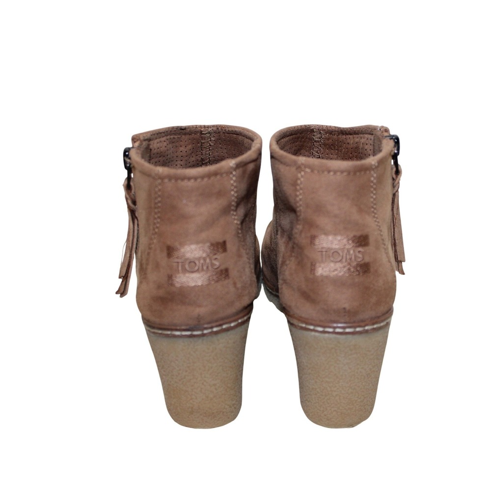 TOMS Leila Suede Wedge Ankle Booties Women 5 Tan - Picture 3 of 5